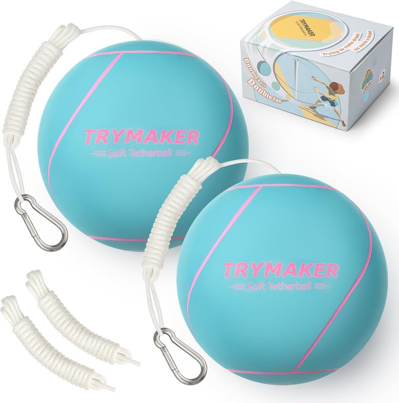 Trymaker Tetherball, Tether Balls and Rope Set for Blue and Green, Replacement Tetherball for Adults Backyard Outdoors… - Image 1